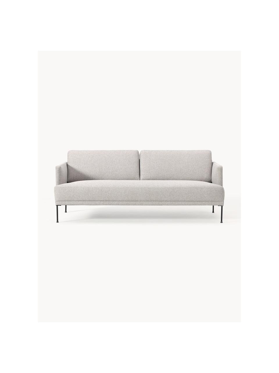 Sofa Fluente (3-osobowa), Tapicerka: 80% poliester, 20% ramia , Stelaż: lite drewno sosnowe z cer, Nogi: metal malowany proszkowo, Jasnoszara tkanina, S 196 x G 85 cm