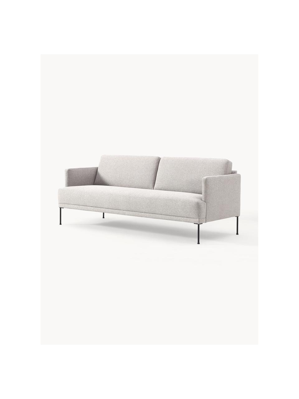 Sofa Fluente (3-osobowa), Tapicerka: 80% poliester, 20% ramia , Stelaż: lite drewno sosnowe z cer, Nogi: metal malowany proszkowo, Jasnoszara tkanina, S 196 x G 85 cm