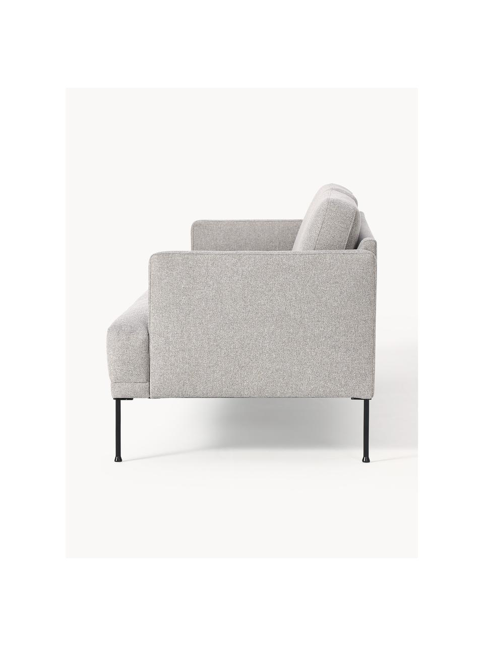 Sofa Fluente (3-osobowa), Tapicerka: 80% poliester, 20% ramia , Stelaż: lite drewno sosnowe z cer, Nogi: metal malowany proszkowo, Jasnoszara tkanina, S 196 x G 85 cm