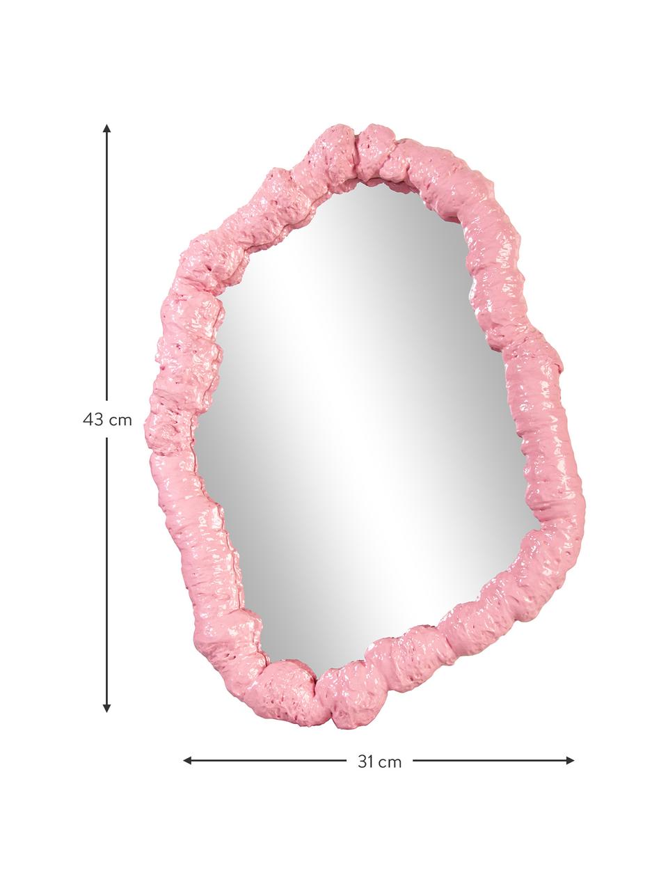 Wandspiegel Purfect mit rosanem Kunststoffrahmen, Rahmen: Polyresin, Spiegelfläche: Spiegelglas, Rosa, B 31 cm x H 43 cm