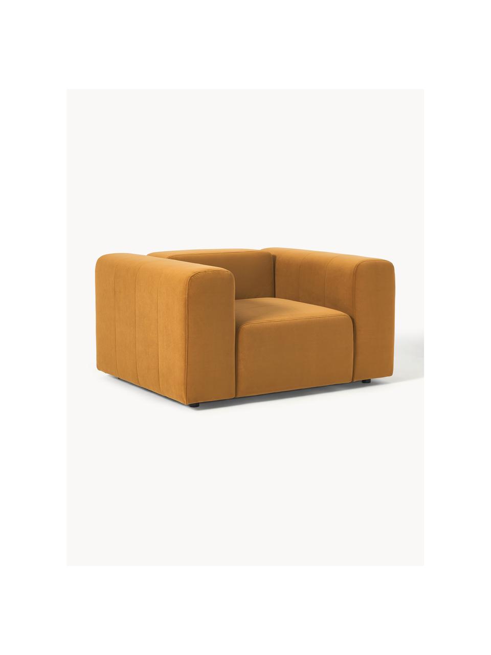 Fauteuil en velours Lena, Tissu ocre, larg. 134 x prof. 106 cm