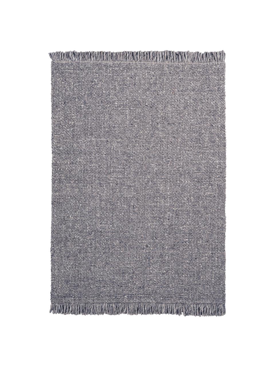 Handgewebter Wollteppich Alvin in Taupe meliert mit Fransenabschluss, Flor: 60% Wolle, 40% Viskose, Taupe, meliert, B 120 x L 170 cm (Größe S)