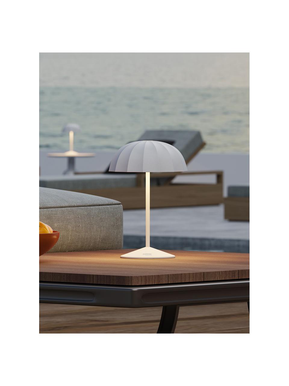 Kleine mobiele LED outdoor tafellamp Ombrellino, dimbaar, Lamp: gecoat aluminium, Wit, Ø 16 x H 23 cm