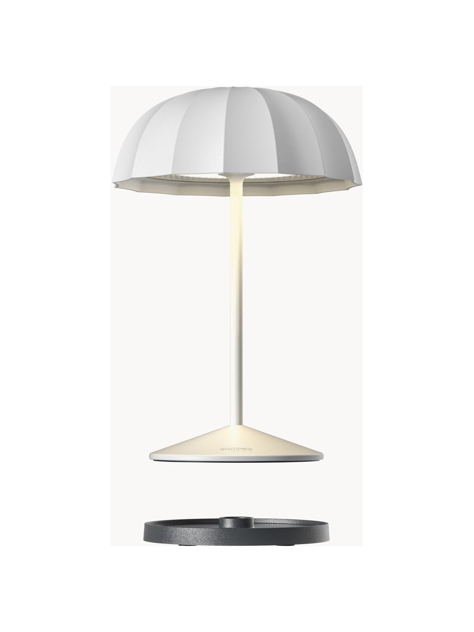 Kleine mobiele LED outdoor tafellamp Ombrellino, dimbaar, Lamp: gecoat aluminium, Wit, Ø 16 x H 23 cm