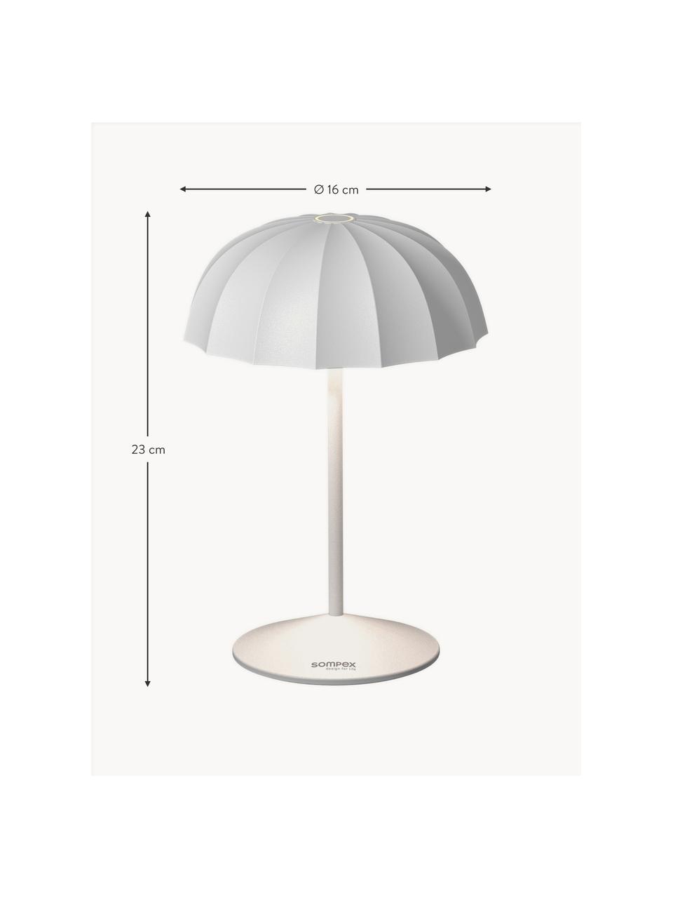 Kleine mobiele LED outdoor tafellamp Ombrellino, dimbaar, Lamp: gecoat aluminium, Wit, Ø 16 x H 23 cm