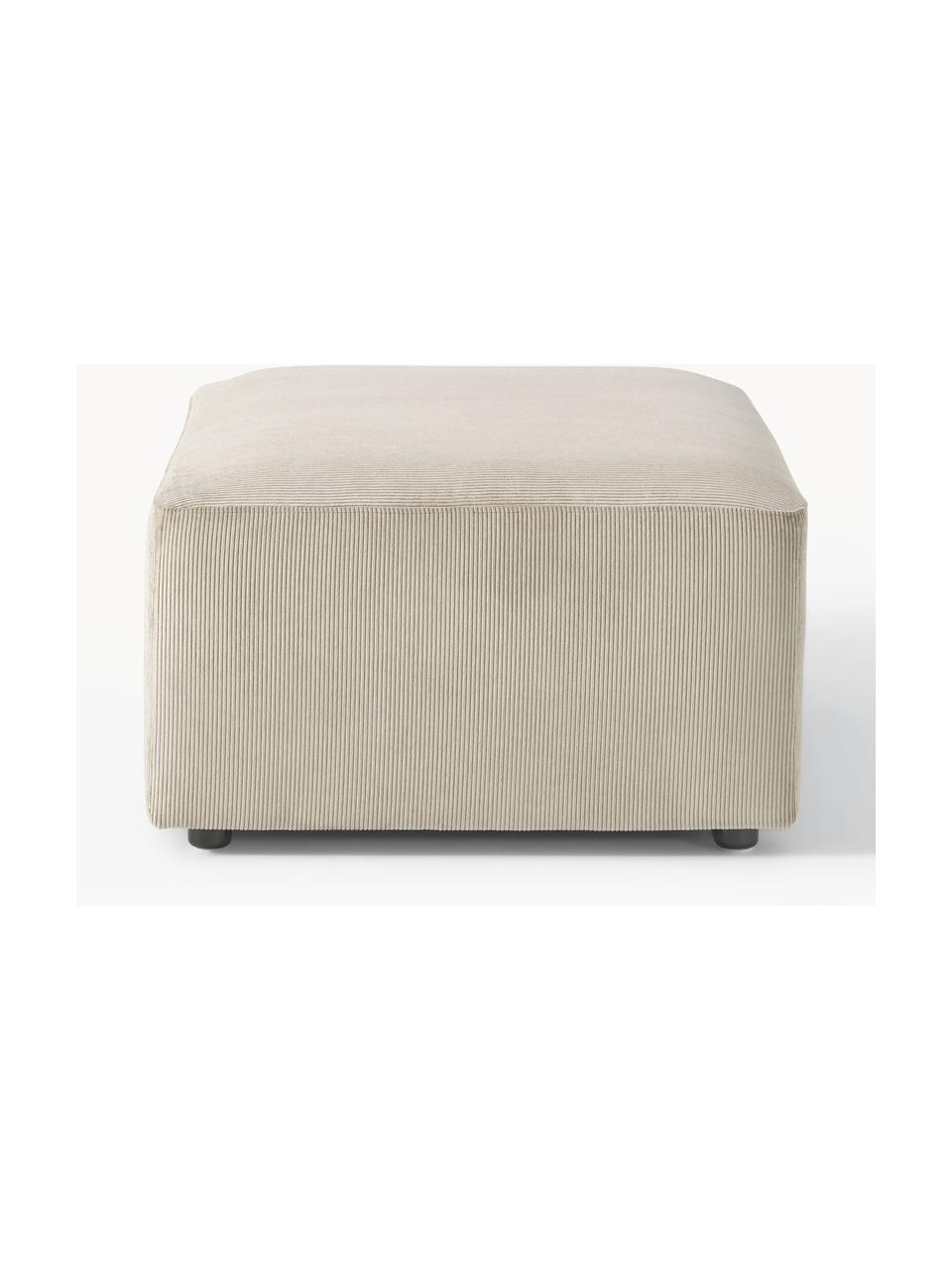 Pouf en velours côtelé Melva, Velours côtelé beige, larg. 99 x prof. 72 cm