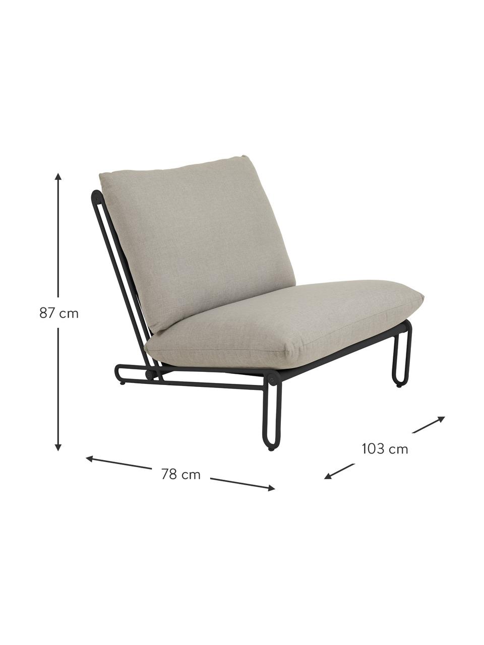 Fauteuil modulable avec cadre en métal Blixt, Noir, beige, larg. 103 x prof. 78 cm