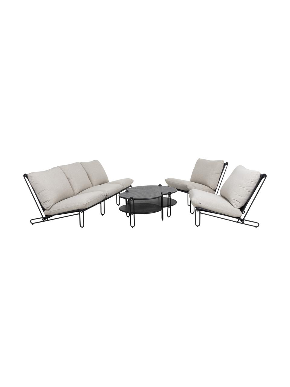 Fauteuil modulable avec cadre en métal Blixt, Noir, beige, larg. 103 x prof. 78 cm