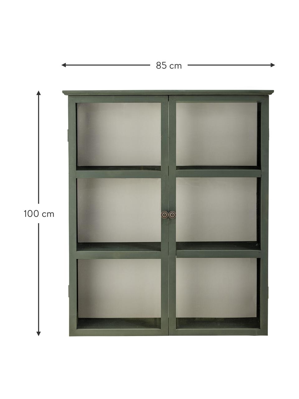 Vitrína z jedlového dřeva Tone, Tmavě zelená, Š 85 cm, V 100 cm