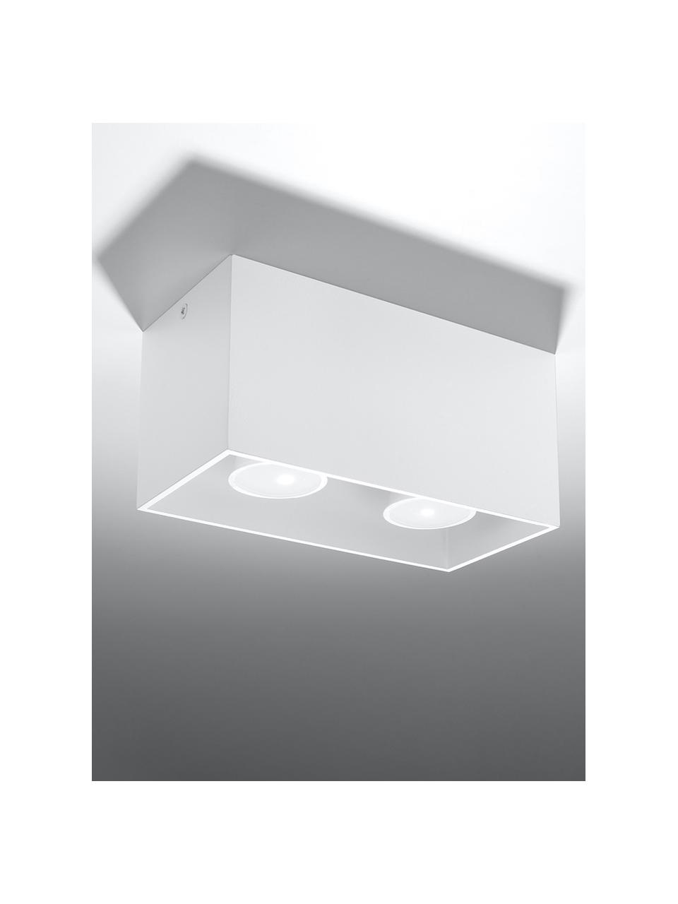 Petit spot plafond Geo, Aluminium, Blanc, larg. 20 x prof. 10 cm