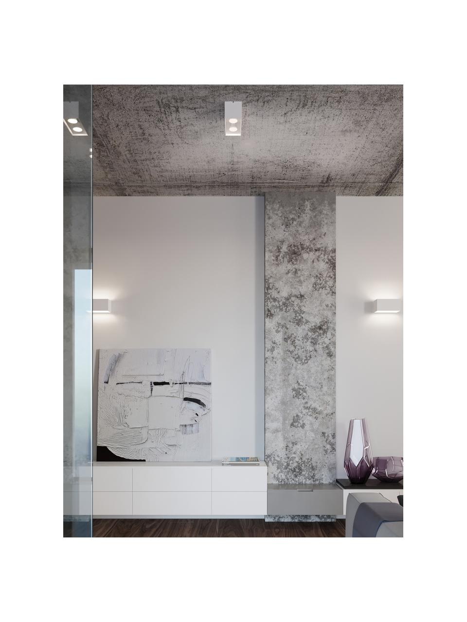 Petit spot plafond Geo, Aluminium, Blanc, larg. 20 x prof. 10 cm