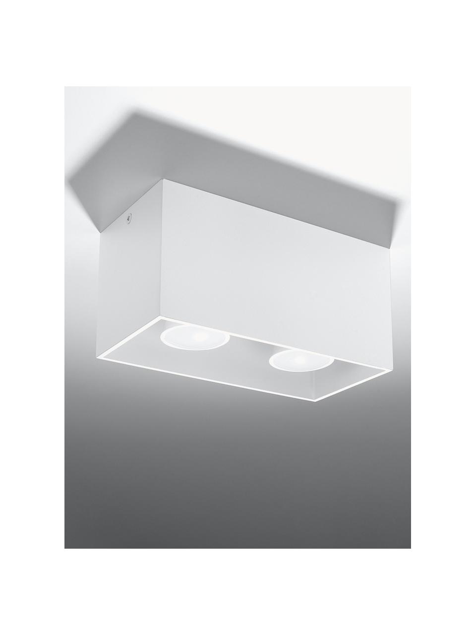 Kleine plafondspot Geo, Lamp: aluminium, Wit, B 20 x H 10 cm