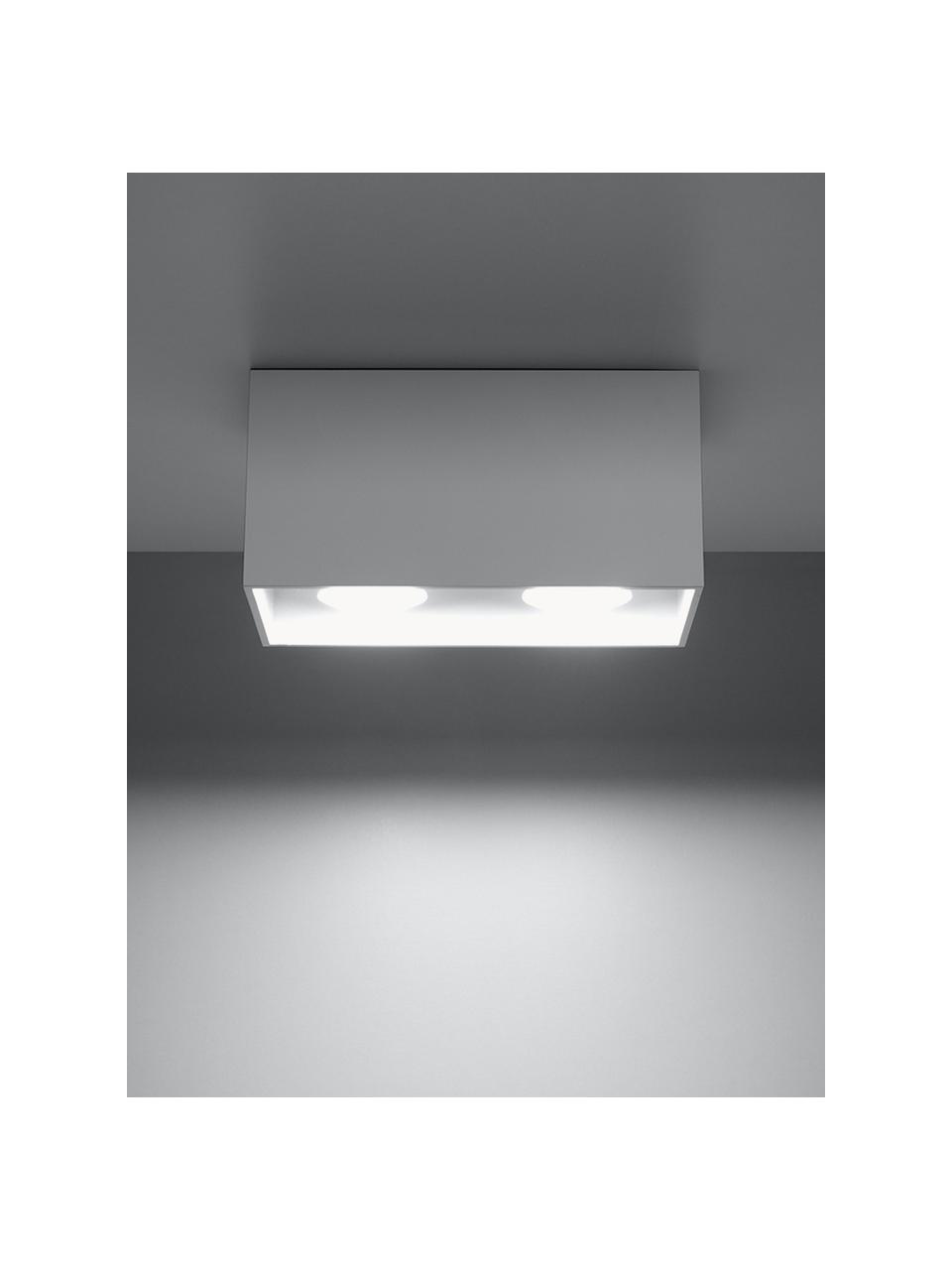 Kleine plafondspot Geo, Lamp: aluminium, Wit, B 20 x H 10 cm