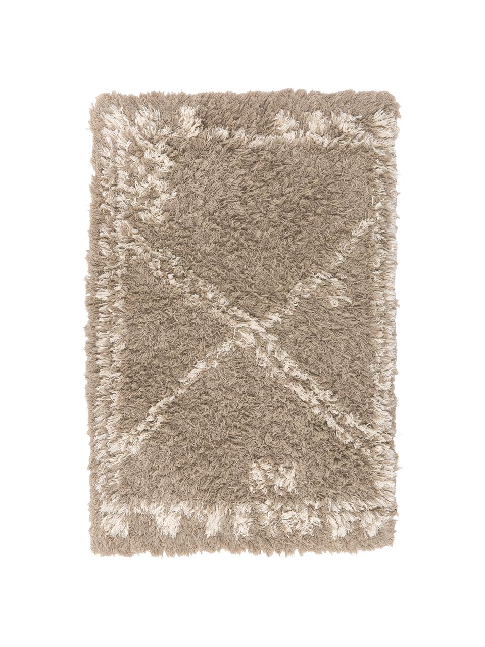 Tapis à poils longs coton beige Beni, 100 % coton, Beige, blanc, larg. 200 x long. 300 cm (taille L)