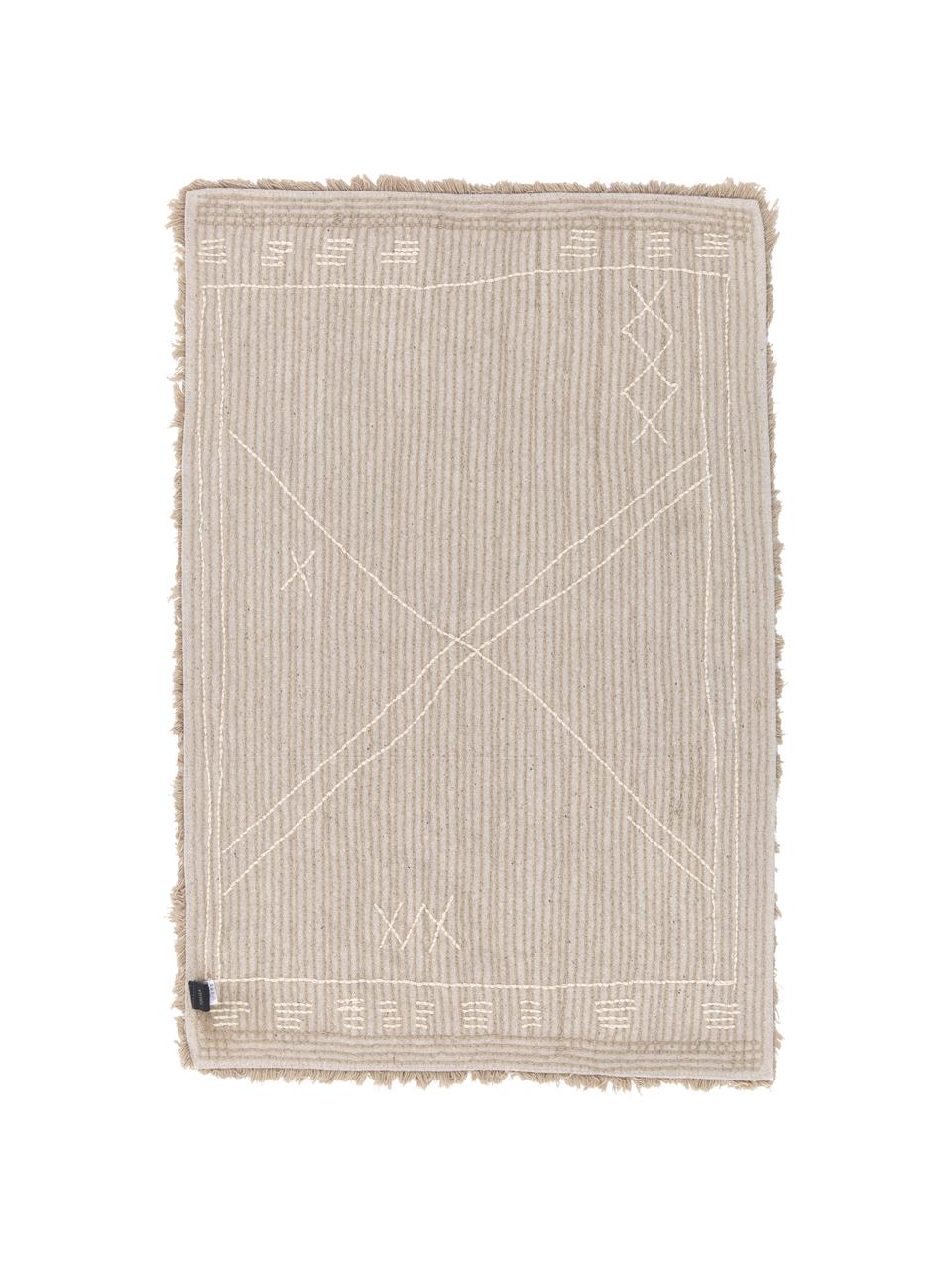 Bavlnený koberec s vysokým vlasom Beni, 100 % bavlna, Béžová, biela, Š 200 x D 300 cm (veľkosť L)