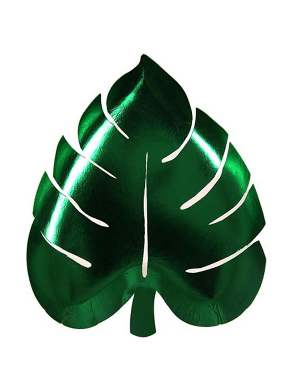 Papier-Teller Palm Leaf, 8 Stück, Papier, foliert, Grün, B 23 x T 19 cm