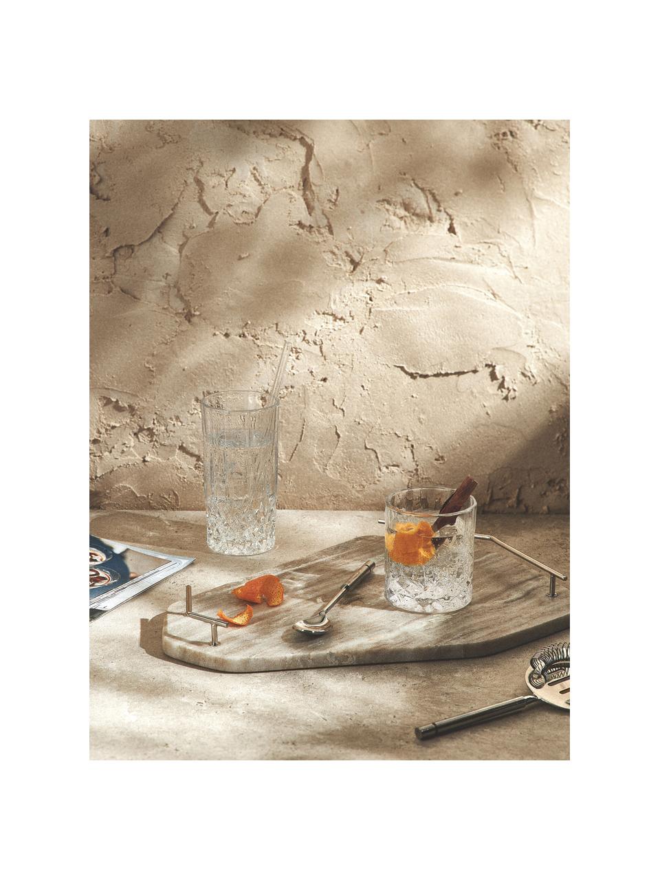 Marmor-Servierplatte Han, B 38 cm, Tablett: Marmor, Griffe: Metall, Beige, marmoriert, B 27 x L 38 cm