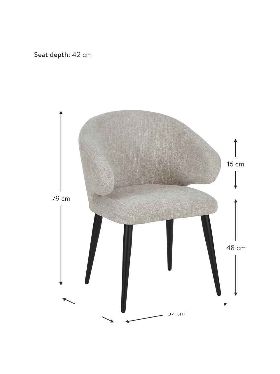 Buklé stolička s opierkami Celia, Svetlosivá, Š 57 x H 62 cm