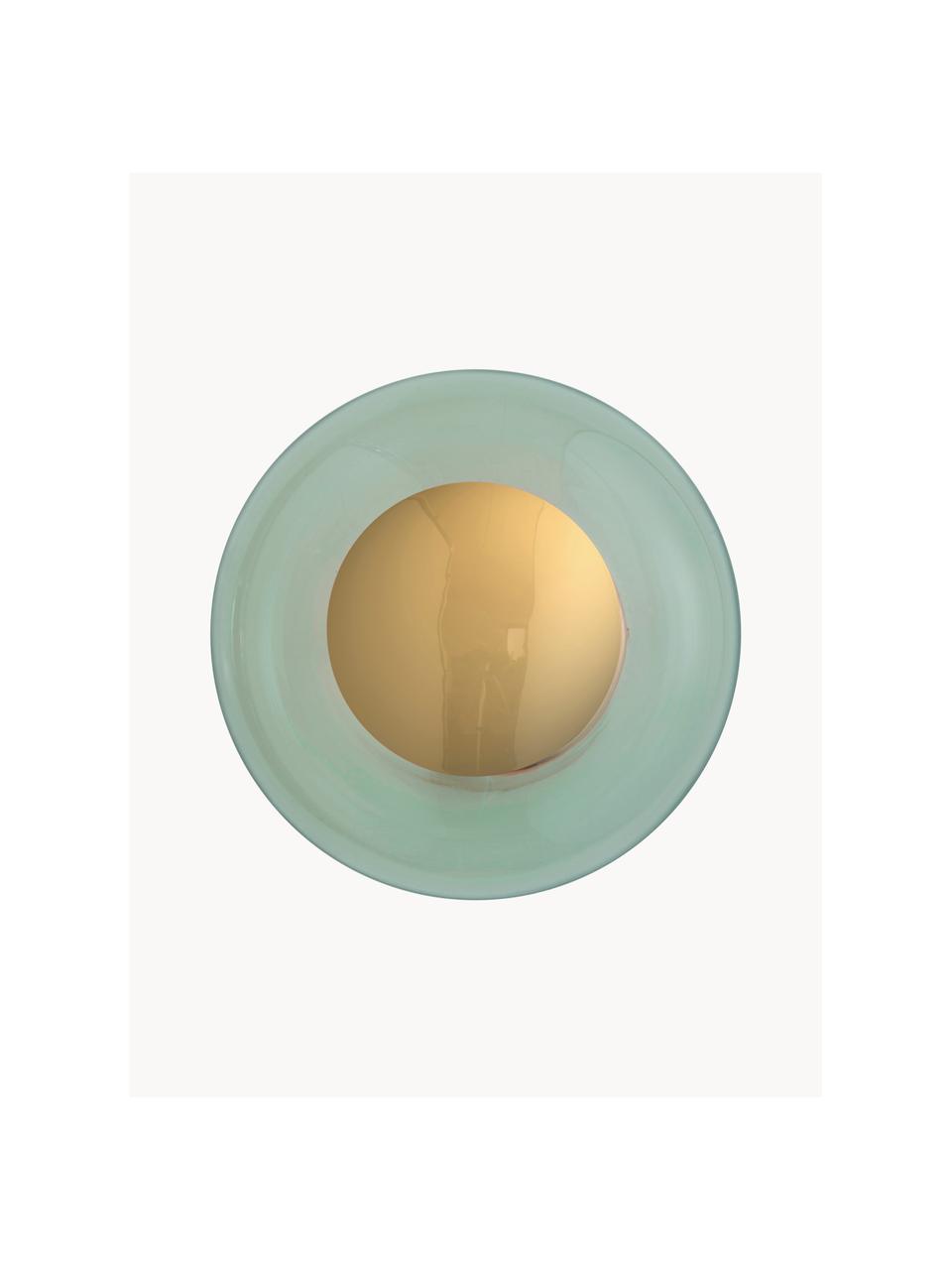 Mondgeblazen wandlamp Horizon, Lampenkap: mondgeblazen glas, Mintgroen, goudkleurig, Ø 21 x D 17 cm