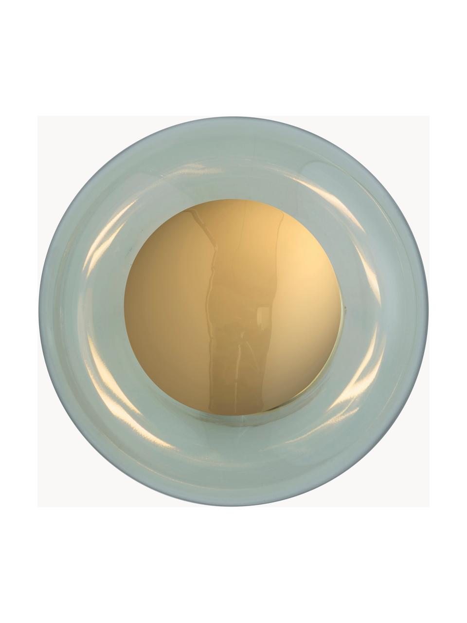 Aplique / Plafón artesanal Horizon, Pantalla: vidrio tintado, Estructura: metal recubierto, Verde menta, dorado, Ø 21 x F 17 cm