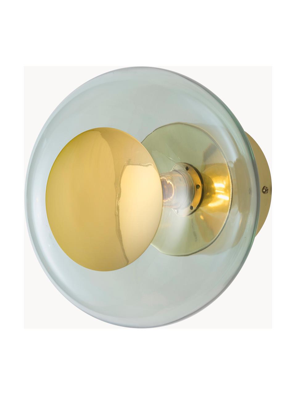 Lampa sufitowa ze szkła dmuchanego Horizon, Stelaż: metal powlekany, Miętowy zielony, odcienie złotego, Ø 21 x G 17 cm