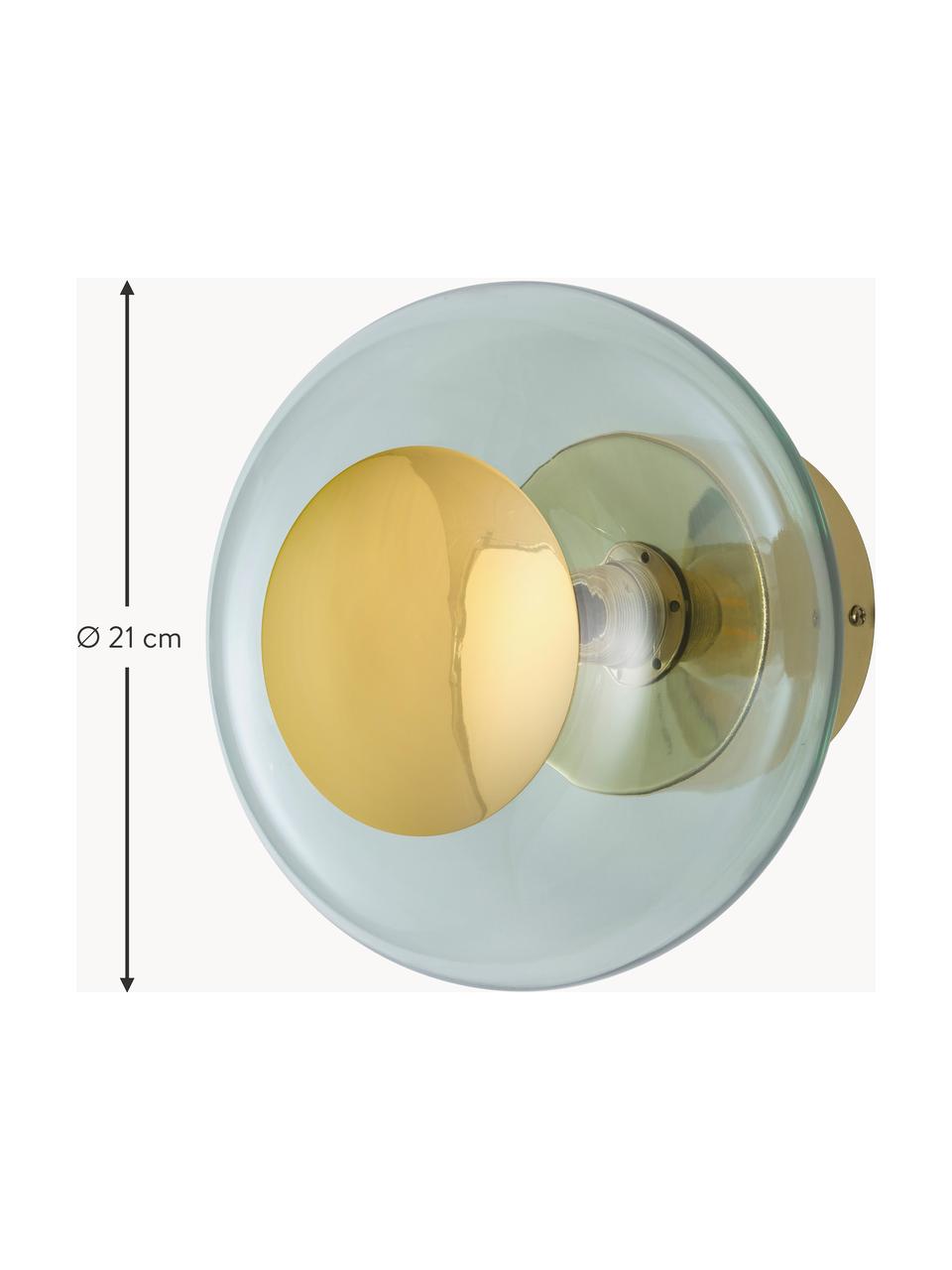 Mundgeblasene Wandleuchte Horizon, Lampenschirm: Glas, mundgeblasen, Mintgrün, Goldfarben, Ø 21 x T 17 cm