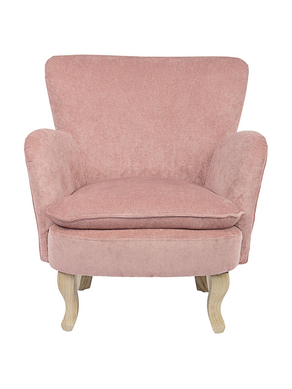 Sillón de pana Chenille, Tapizado: poliéster en look de pana, Patas: madera de caucho, Estructura: madera de pino, madera co, Rosa, An 72 x F 73 cm