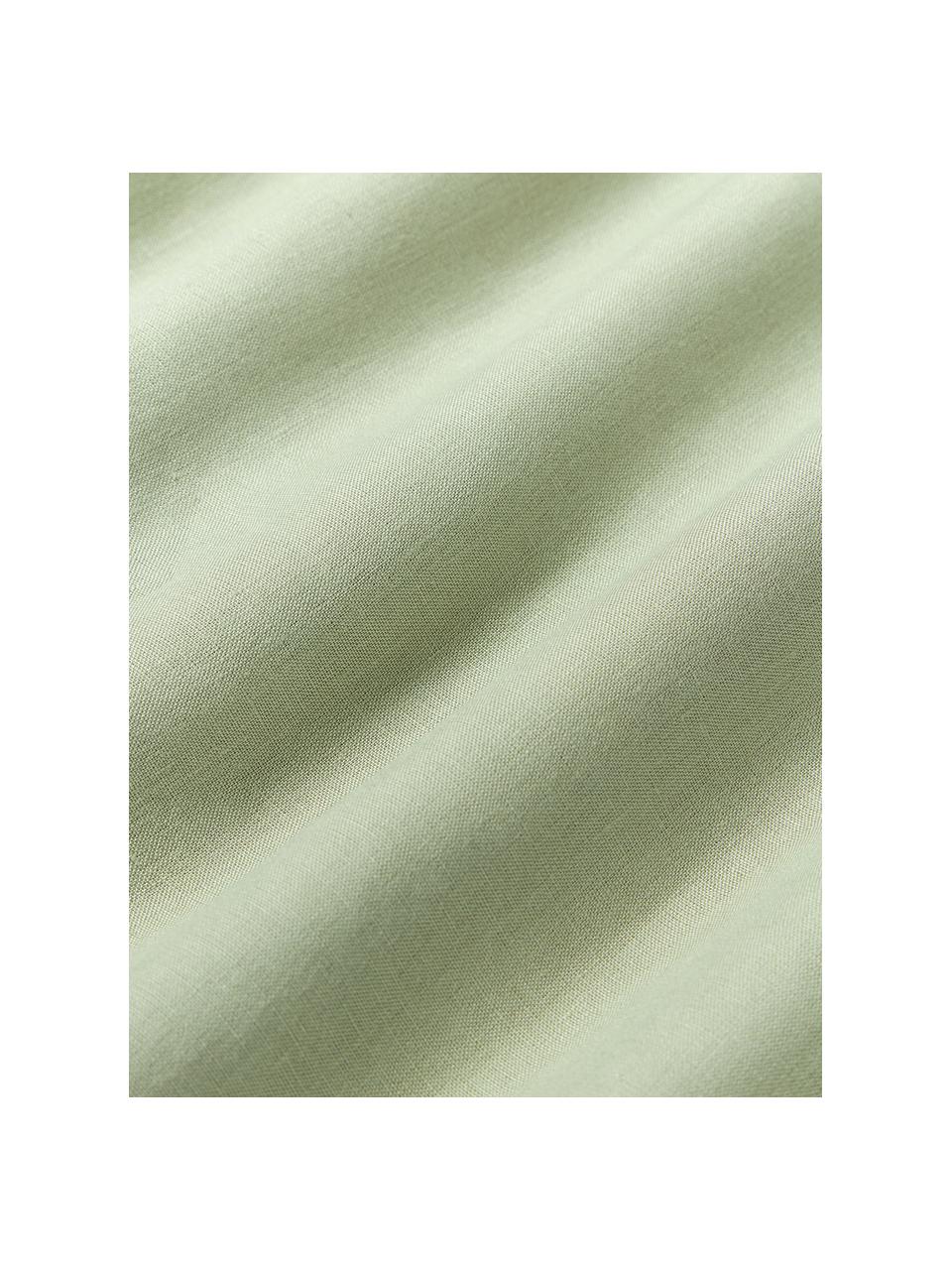 Lenzuolo con angoli topper in lino lavato Airy, Verde chiaro, Larg. 90 x Lung. 200 cm, Alt. 15 cm