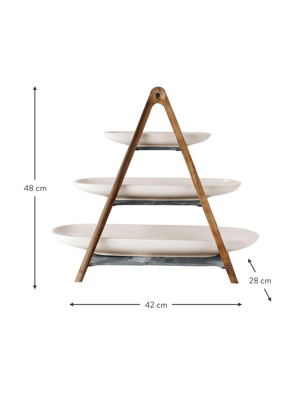 Présentoir à gâteau avec plateaux amovibles Artesano, Bois d'acacia, blanc, Lot de différentes tailles