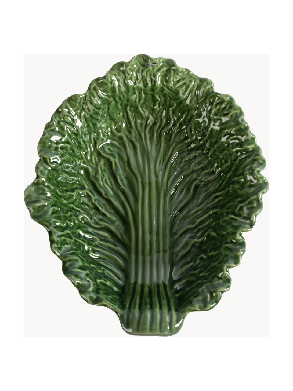 Ručně vyrobená salátová mísa Veggie, Kamenina, Tmavě zelená, Š 35 cm, H 30 cm