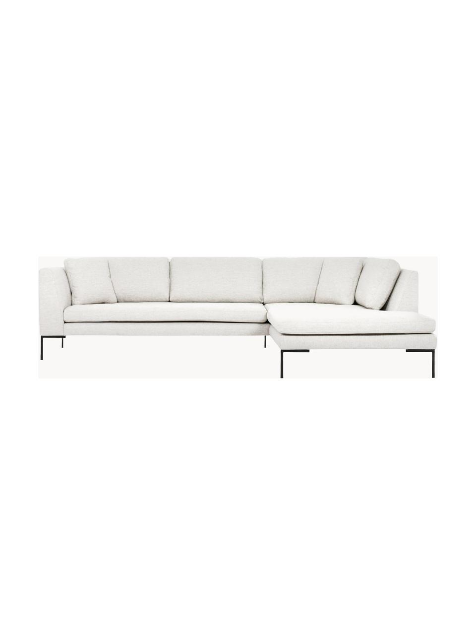 Ecksofa Emma mit Metall-Füßen, Bezug: Polyester 100.000 Scheuer, Gestell: Massives Kiefernholz, Bir, Füße: Metall, pulverbeschichtet, Webstoff Off White, B 302 x T 220 cm, Eckteil links