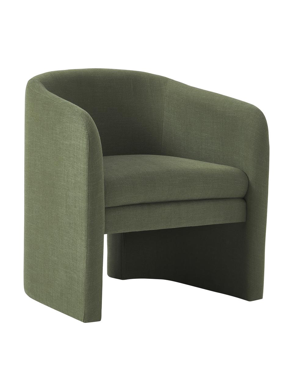 Sillón Mairo, Tapizado: 54% poliéster, 36% viscos, Estructura: madera de pino maciza, Tejido verde bosque, An 68 x F 62 cm