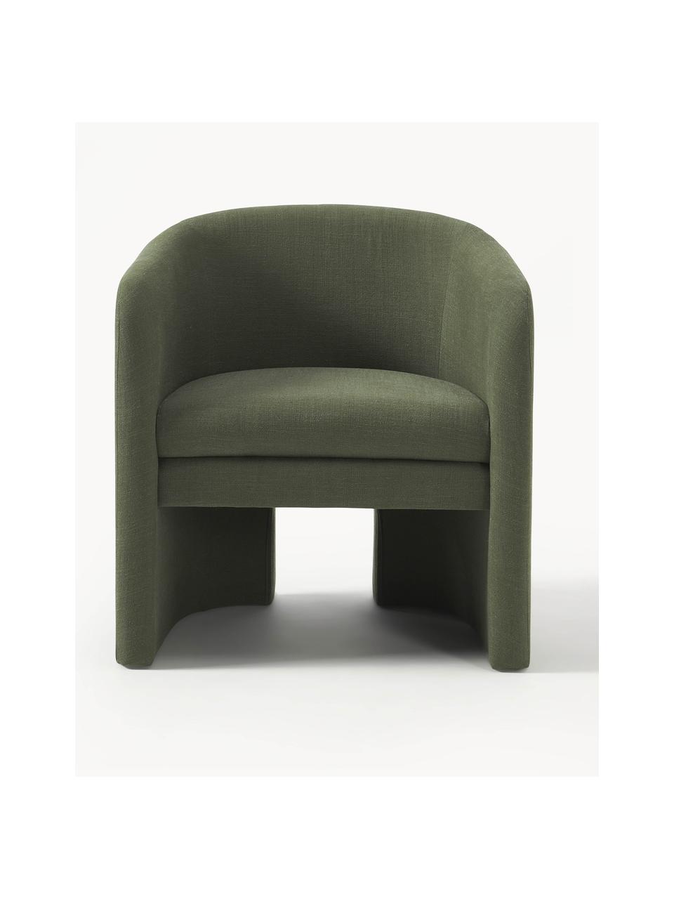 Fauteuil lounge Mairo, Tissu vert foncé, larg. 68 x prof. 62 cm