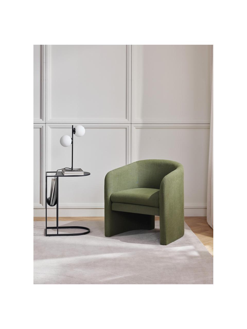 Fauteuil lounge Mairo, Tissu vert foncé, larg. 68 x prof. 62 cm