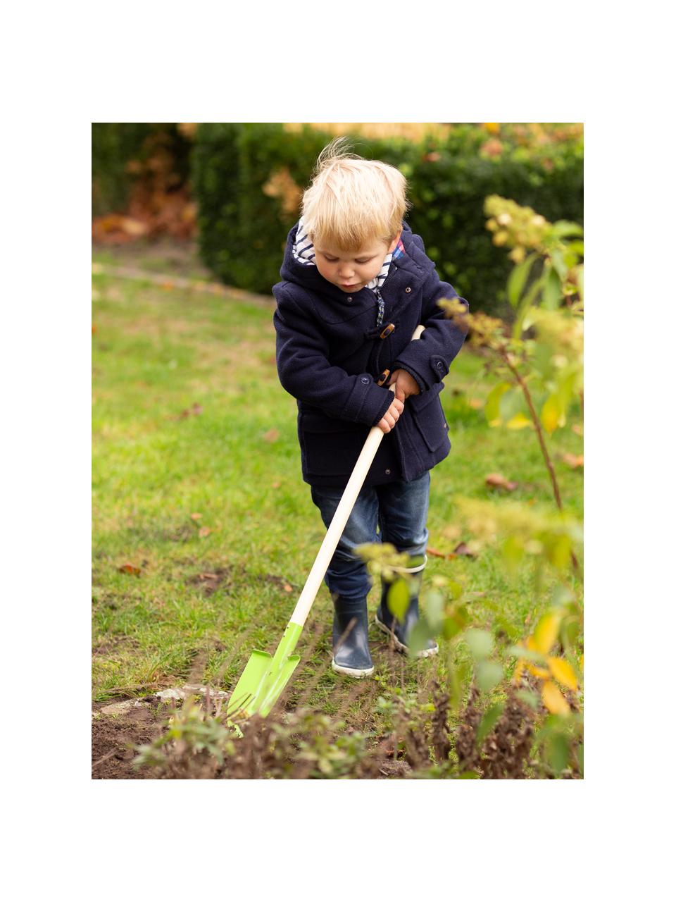 Pelle enfant Little Gardener, Bois, métal, enduit, Vert, beige, larg. 14 x haut. 81 cm