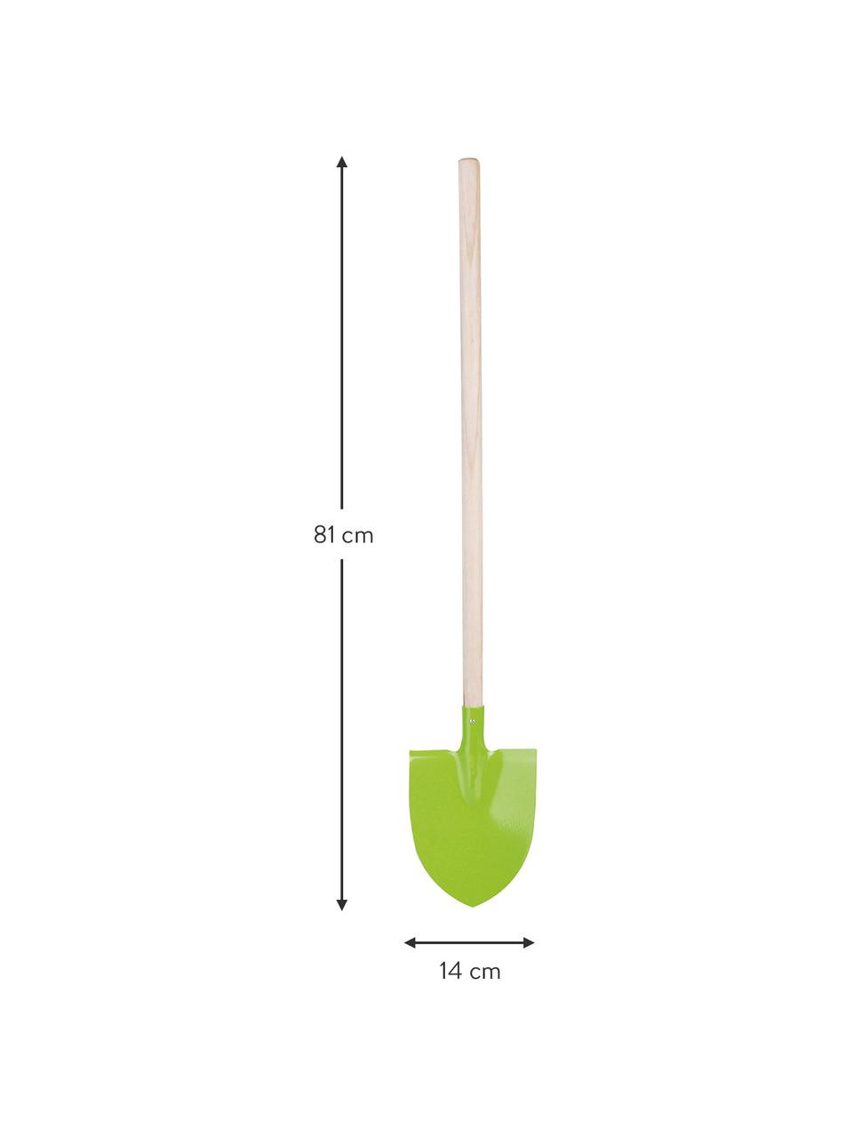 Pelle enfant Little Gardener, Bois, métal, enduit, Vert, beige, larg. 14 x haut. 81 cm