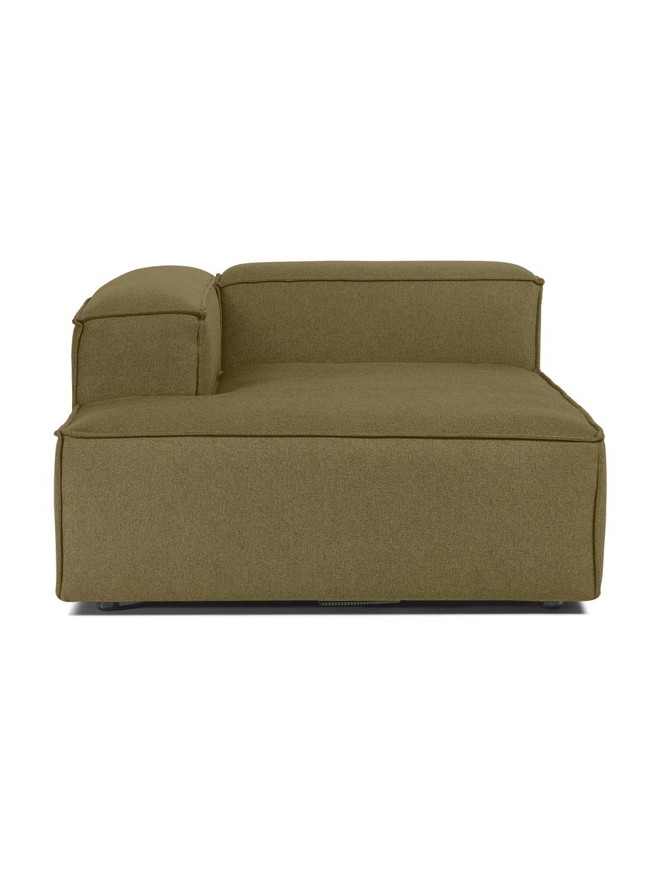 Chaise longue hoekmodule Lennon, Bekleding: 100% polyester De slijtva, Frame: massief hout, multiplex, Poten: kunststof, Geweven stof groen, B 119 x D 180 cm, hoekdeel links