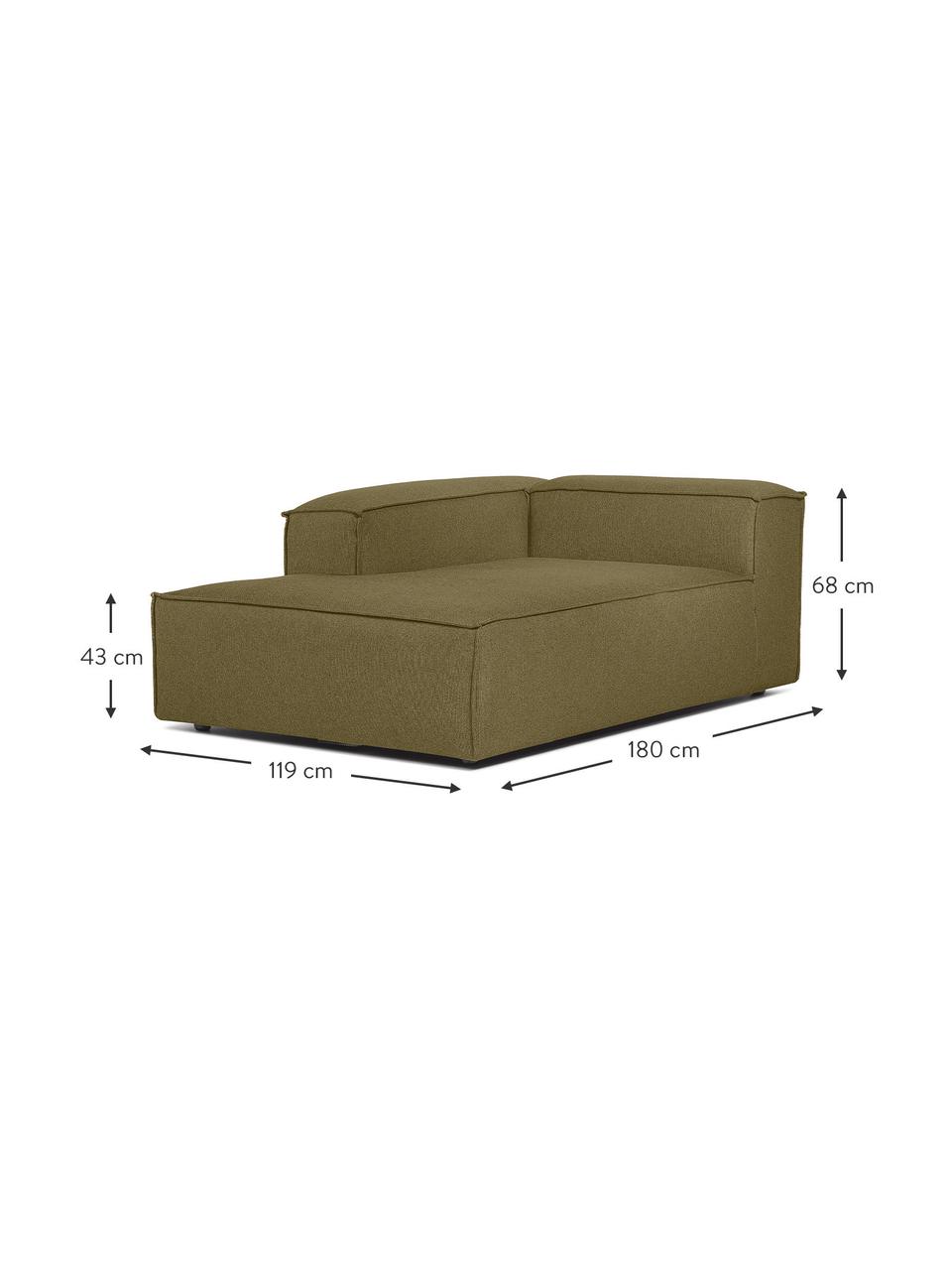 Modulo angolare Lennon, Rivestimento: 100% poliestere Con 115.0, Struttura: legno di pino massiccio, , Piedini: plastica, Tessuto verde, Larg. 119 x Prof. 180 cm, chaise-longue a sinistra