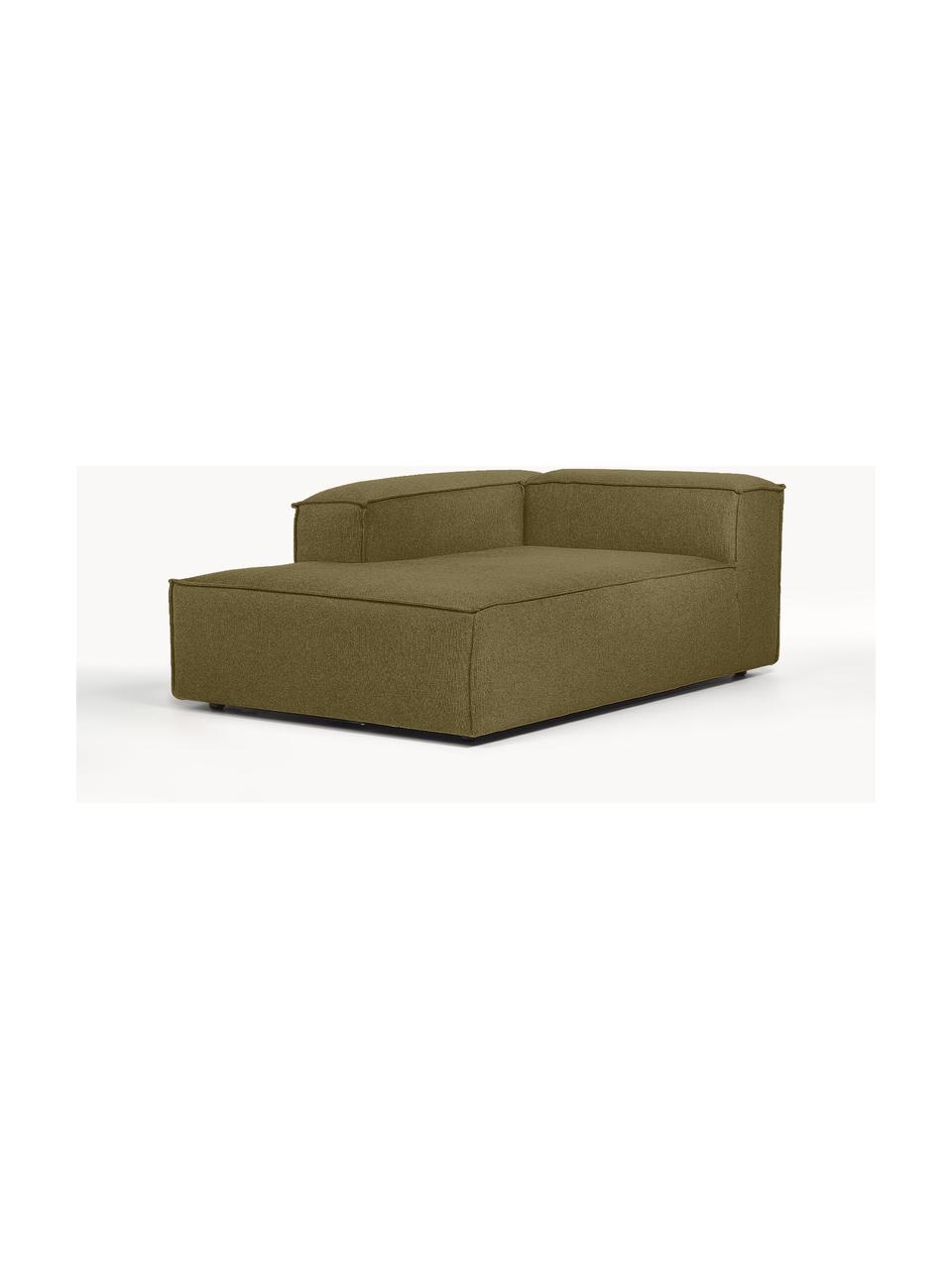 Chaise longue hoekmodule Lennon, Bekleding: 100% polyester De slijtva, Frame: massief grenenhout, multi, Poten: kunststof Dit product is , Geweven stof olijfgroen, B 119 x D 180 cm, hoekdeel links