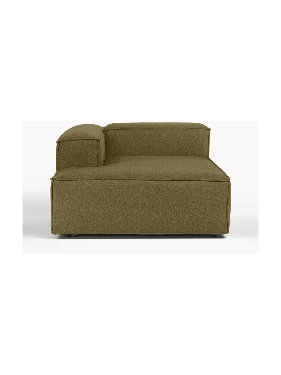 Ottomane-Eckmodul Lennon, Bezug: 100 % Polyester Der strap, Gestell: Massives Kiefernholz FSC-, Füße: Kunststoff, Webstoff Olivgrün, B 119 x T 180 cm, Eckteil links
