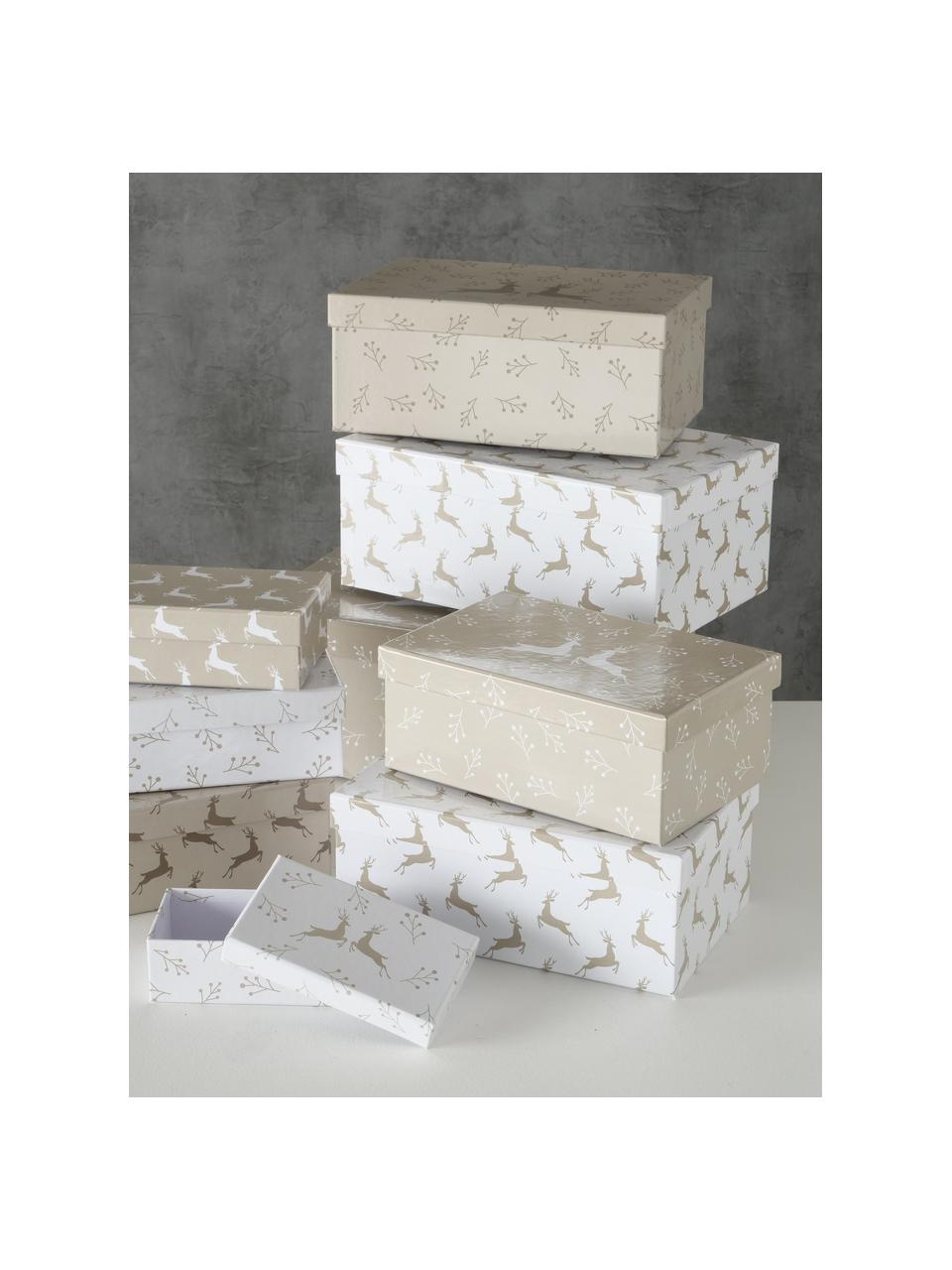 Geschenkdozenset Alpia, 9-delig, Papier, Beige, wit, Set met verschillende formaten