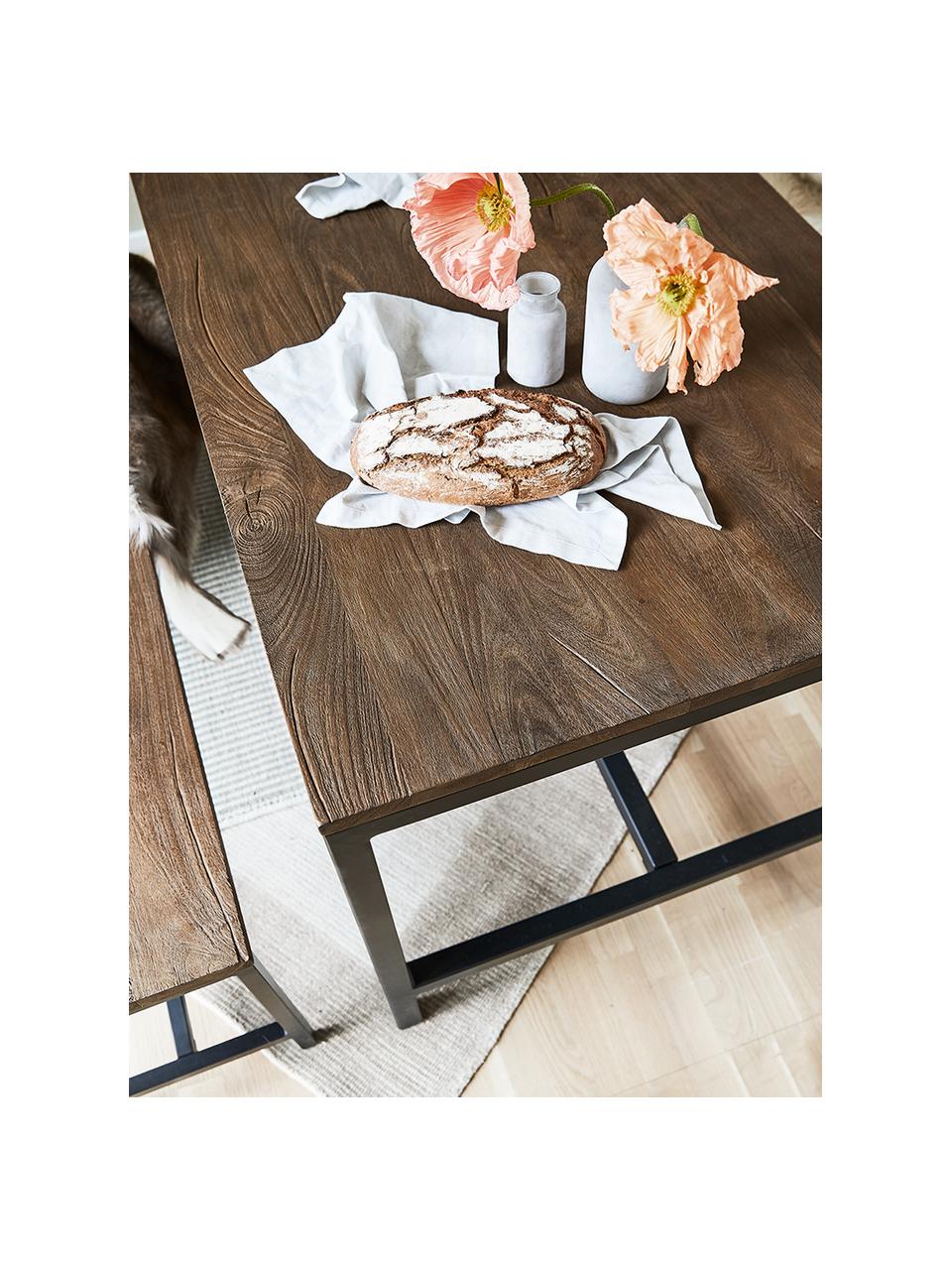 Stół do jadalni z drewna mangowego Raw, Blat: lite drewno mangowe, szcz, Stelaż: metal malowany proszkowo, Drewno mangowe, S 180 x G 90 cm
