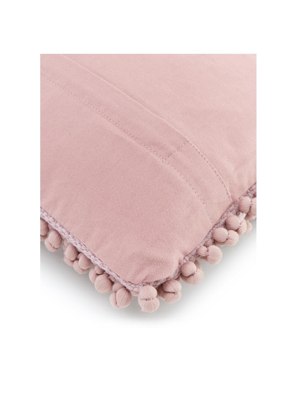 Federa arredo rosa cipria con palline di tessuto Iona, Retro: 100% cotone, Rosa, Larg. 30 x Lung. 50 cm