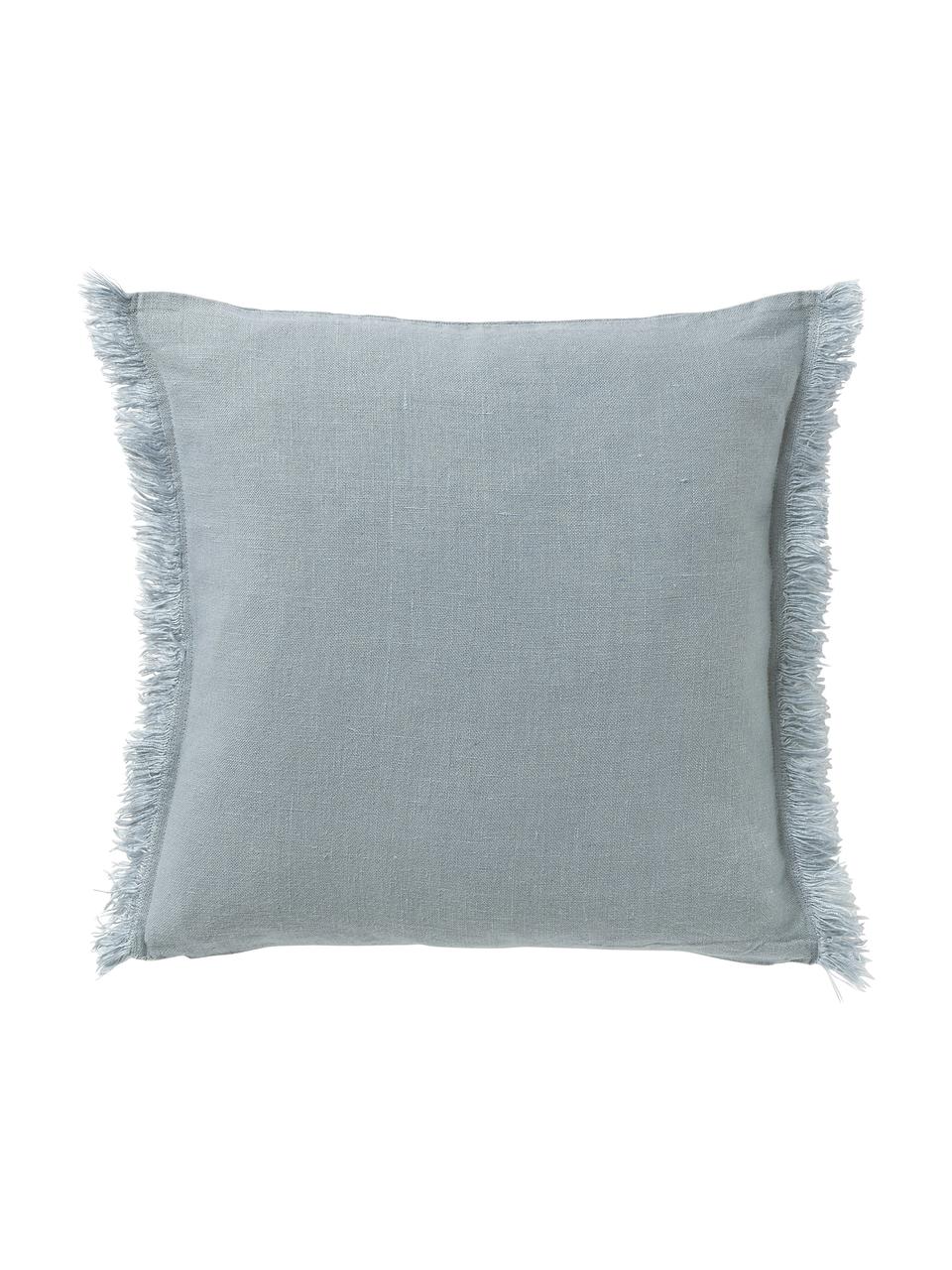 Housse de coussin lin bleu ciel à franges Luana, 100 % pur lin

Le lin est naturellement doté d'un toucher plutôt rugueux et d'un aspect froissé
Sa résistance élevée au accrocs lui confère robustesse et longévité, Bleu ciel, larg. 40 x long. 40 cm