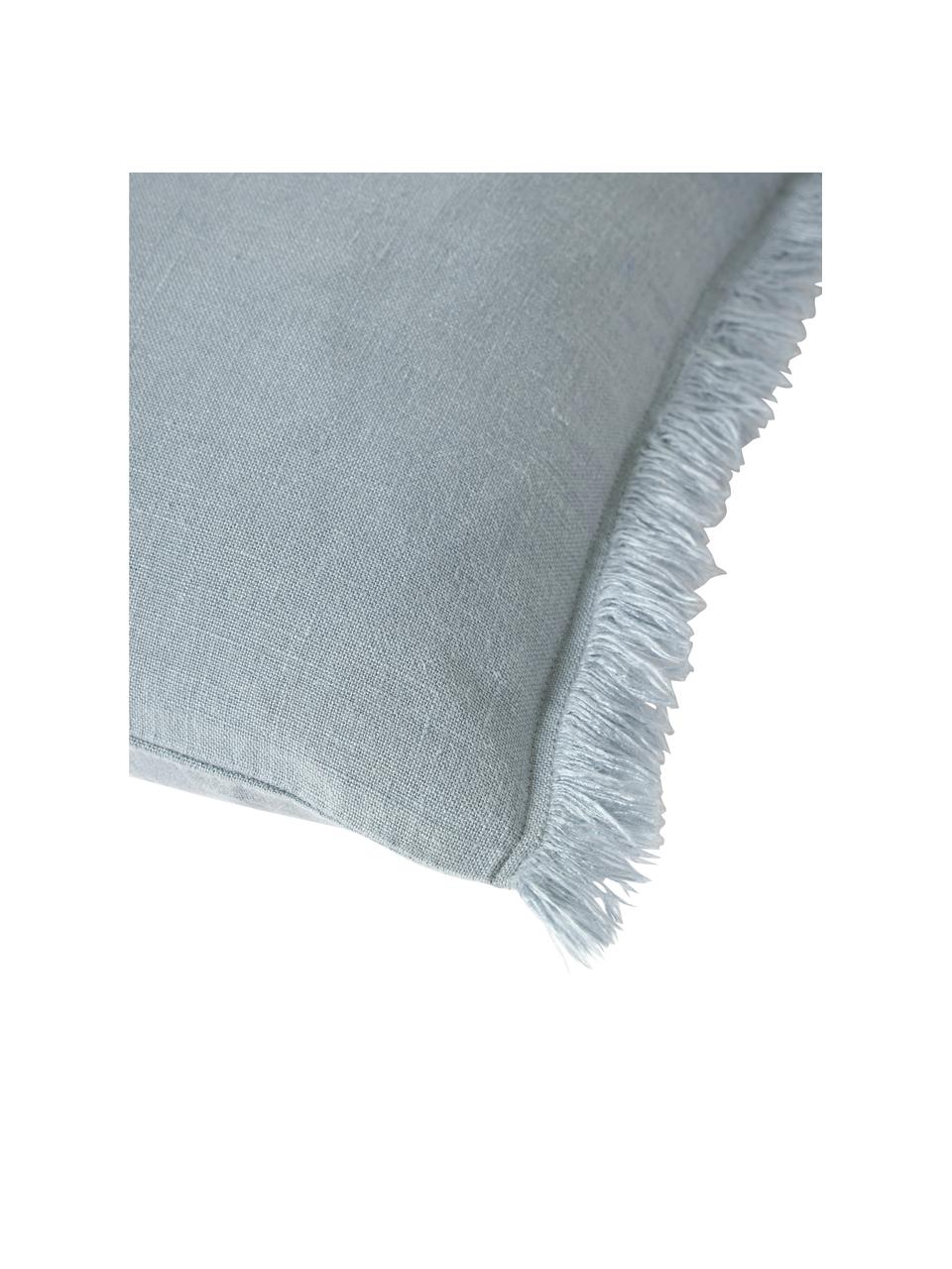 Housse de coussin lin bleu ciel à franges Luana, 100 % pur lin

Le lin est naturellement doté d'un toucher plutôt rugueux et d'un aspect froissé
Sa résistance élevée au accrocs lui confère robustesse et longévité, Bleu ciel, larg. 40 x long. 40 cm