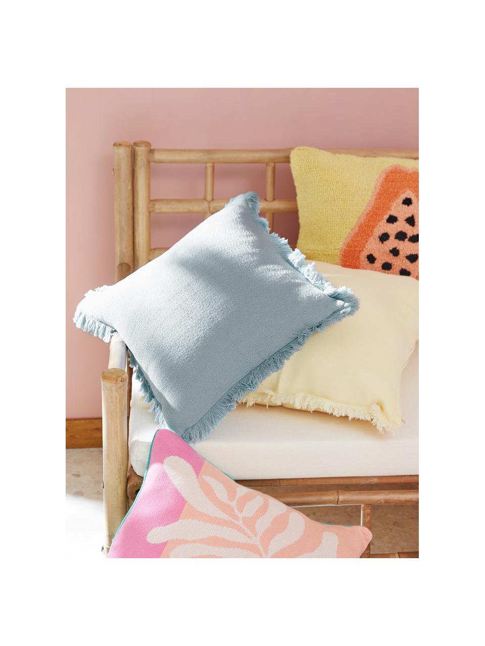 Housse de coussin lin bleu ciel à franges Luana, 100 % pur lin

Le lin est naturellement doté d'un toucher plutôt rugueux et d'un aspect froissé
Sa résistance élevée au accrocs lui confère robustesse et longévité, Bleu ciel, larg. 40 x long. 40 cm