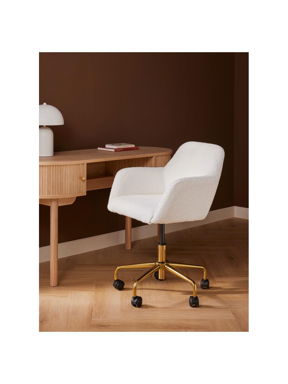Buklé kancelárska stolička Lucie, Buklé biela, odtiene zlatej, Š 57 x H 57 cm