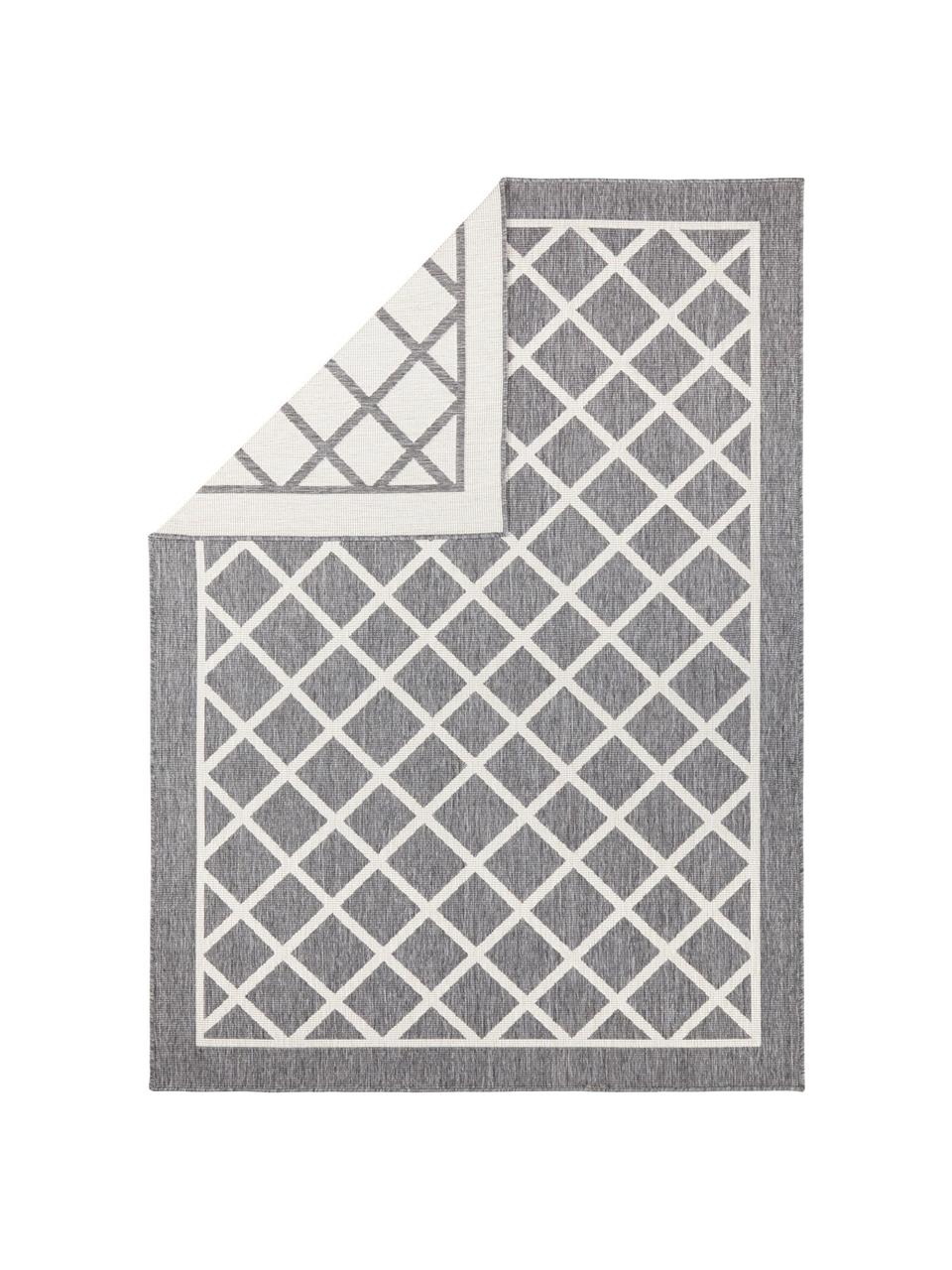 Vnitřní a venkovní oboustranný koberec s diamantovým vzorem Sydney, Šedá, krémová