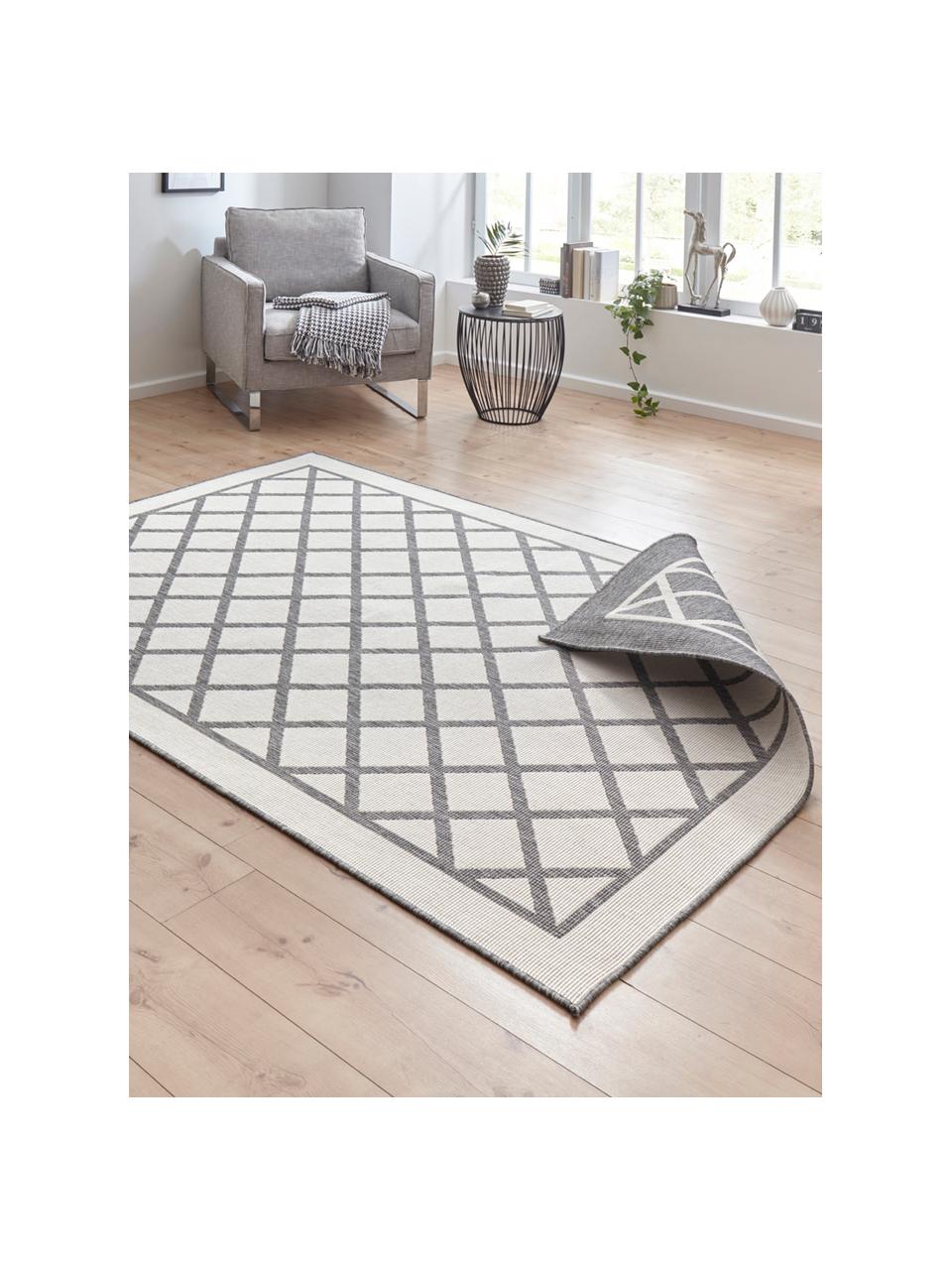 In- und Outdoor-Wendeteppich Sydney mit Rautenmuster in Grau/Creme, Grau, Creme, B 160 x L 230 cm (Grösse M)