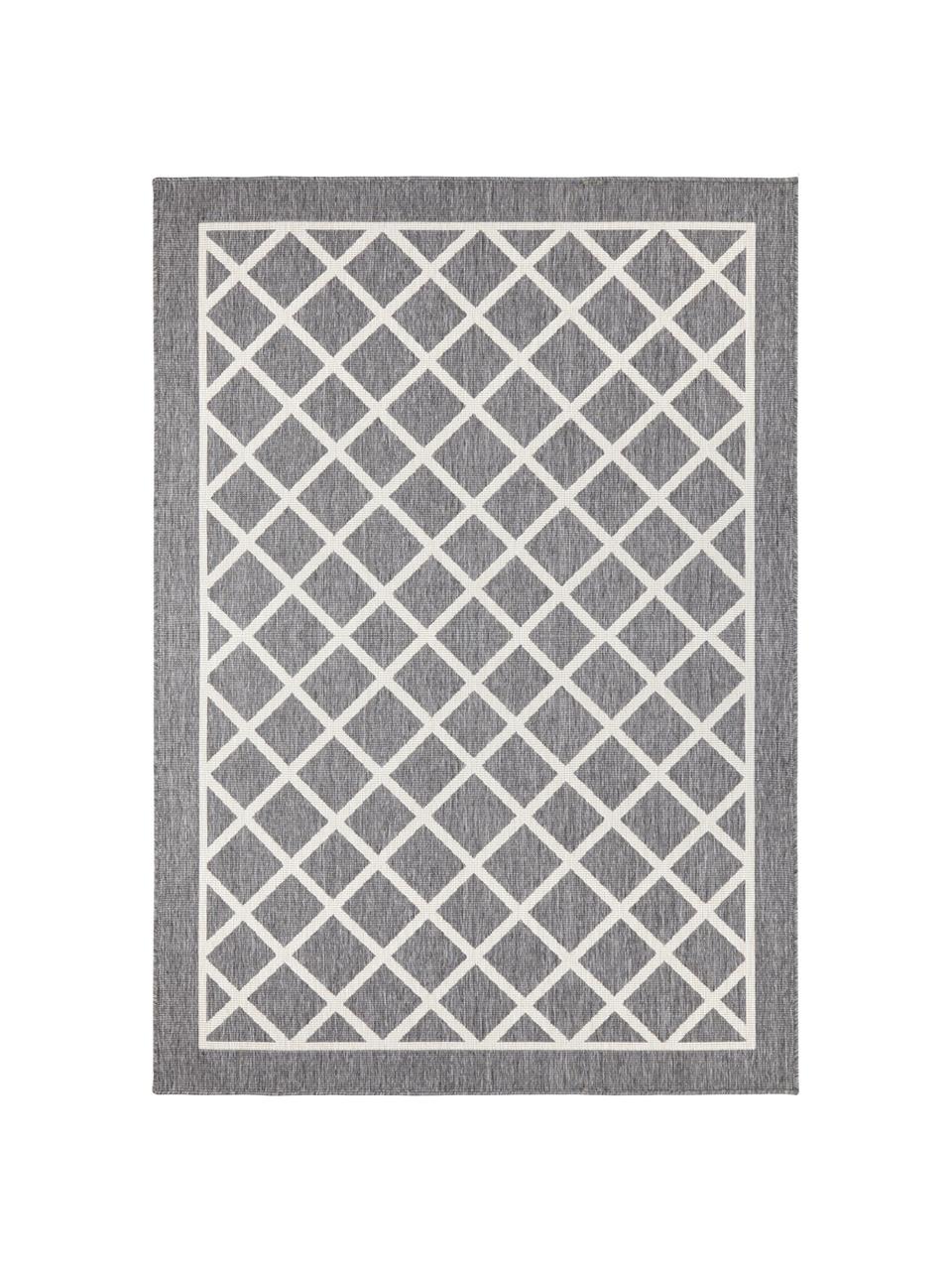 Obojstranný koberec do interiéru/exteriéru s diamantovým vzorom Sydney, Sivá, krémová